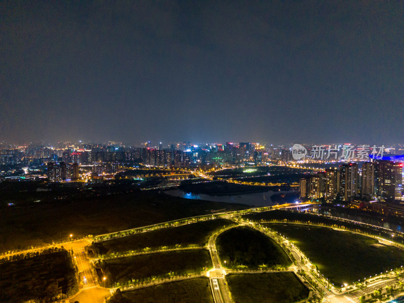 成都金融城夜景航拍图