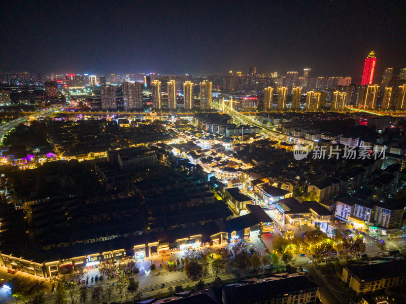 安徽芜湖城市夜景灯光航拍图