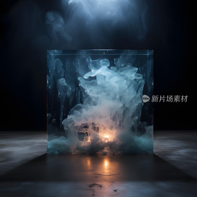 玻璃方块水雾水汽透明神秘烟雾暗黑云艺术