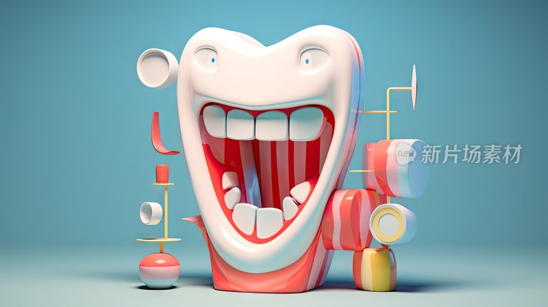 3D卡通医疗医学插，牙齿