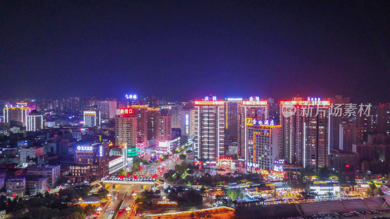 陕西安康夜景安康大桥路夜景航拍