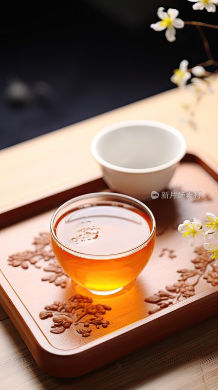 桌子上摆放的茶具