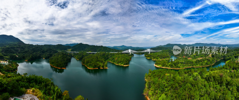 广州从化流溪河黄龙带水库高空航拍照片