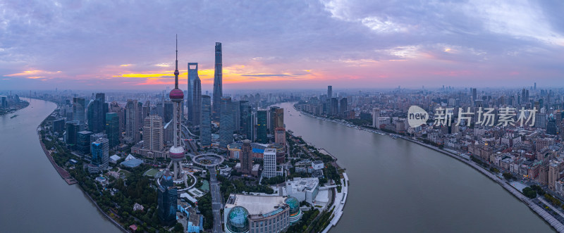 上海日出航拍全景