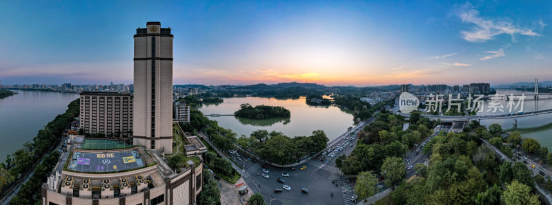 广东惠州城市风光惠州西湖航拍全景图