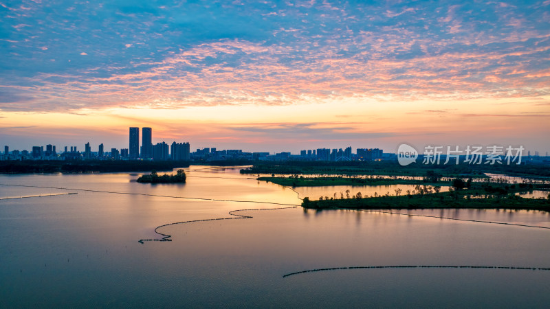 湖北武汉金银湖晚霞景色