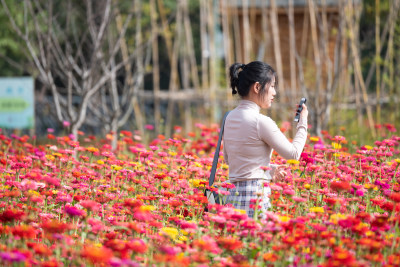 花海中的女人女性人像