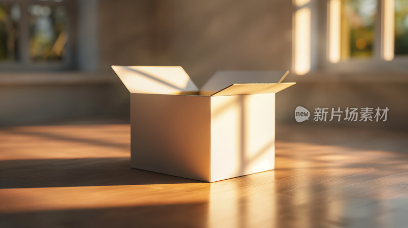 一个简单的纸盒置于温暖的晨光之中