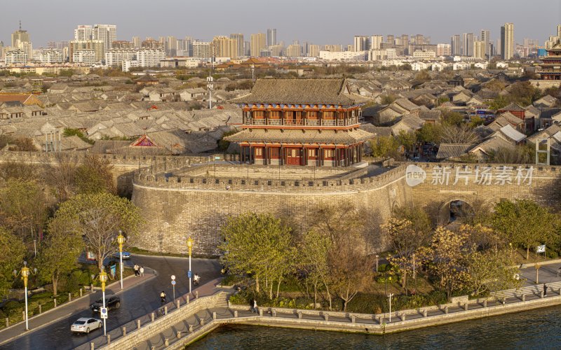 山东省聊城市东昌府区聊城古城航拍