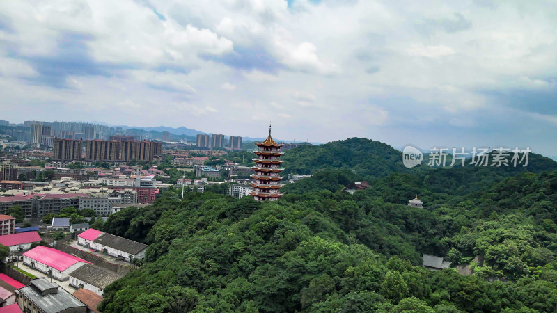 湖南益阳白鹿寺历史文化古建筑航拍