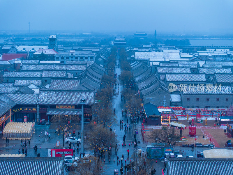 河南商丘古城雪景航拍