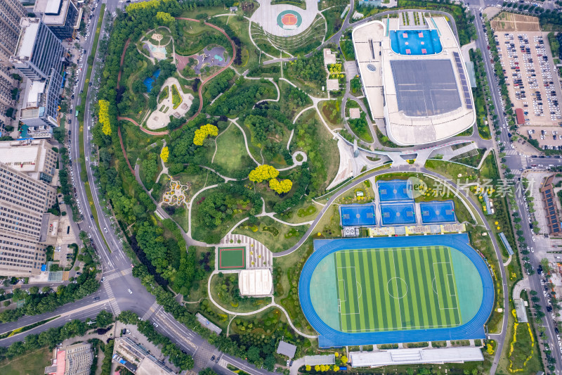 郑州郑东新区市民体育公园航拍摄影图