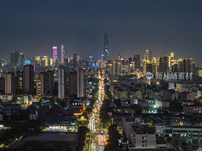 宁波三江口夜景航拍