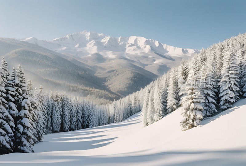 冬季森林白雪覆盖风景