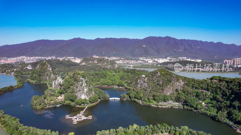 广东肇庆星湖景区七星山5A景区航拍