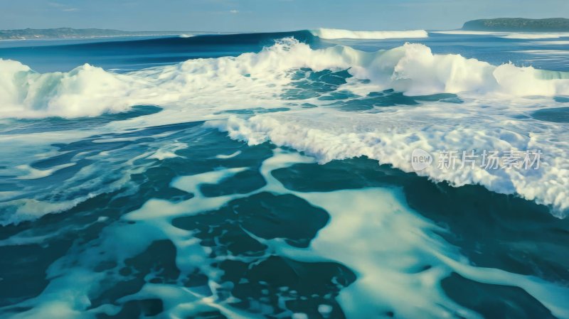 海浪翻滚海洋巨浪浪花大气航拍