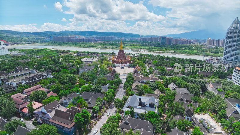 云南西双版纳景洪城市航拍