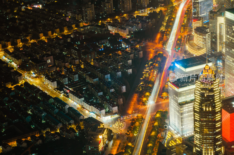 上海浦东新区，俯视城市夜景