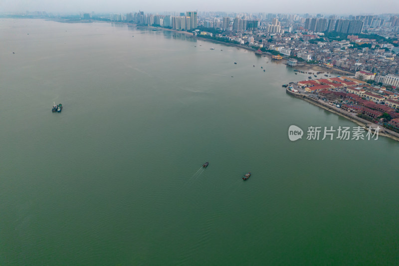 广西北海城市夕阳晚霞航拍摄影图