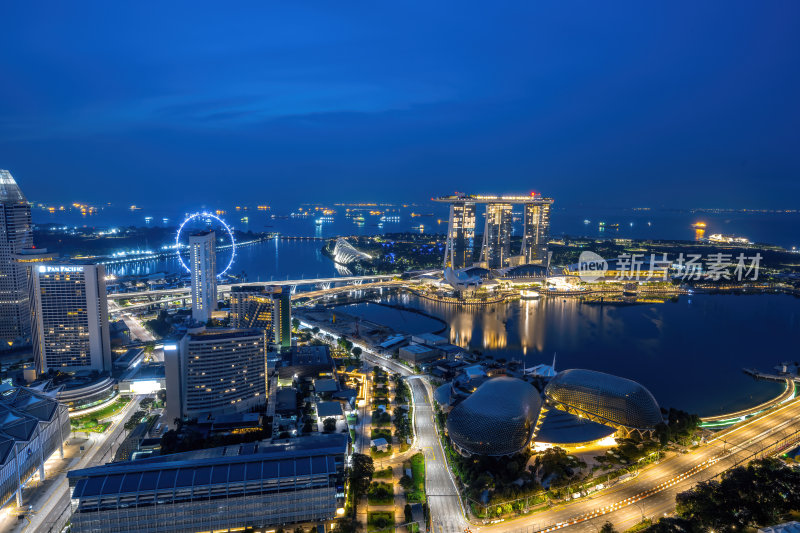 新加坡滨海湾金沙海滨奥林匹克蓝调夜景