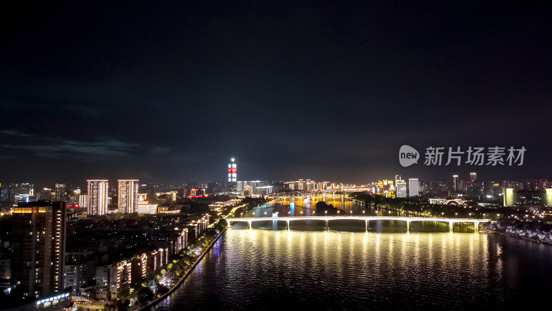 广西柳州城市夜景灯光航拍图