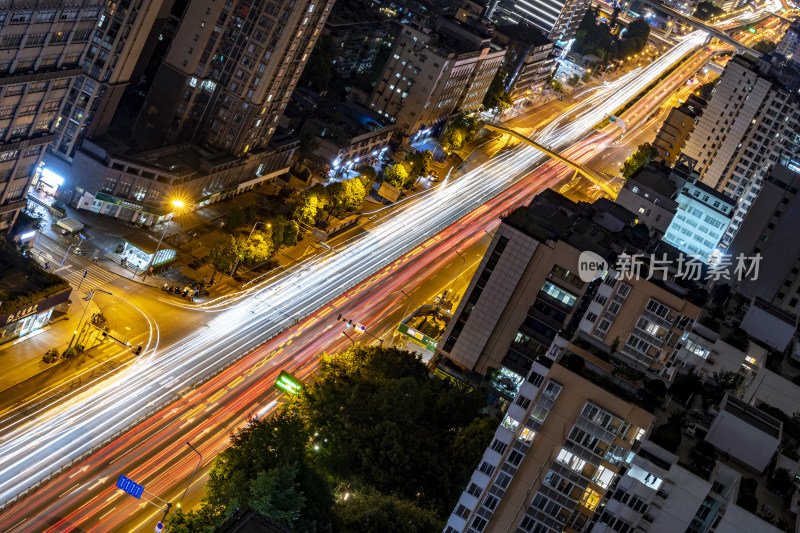 成都车流车轨城市风光夜景