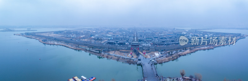 河南商丘古城雪景航拍