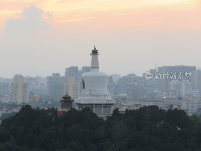 北京景山公园日落风景