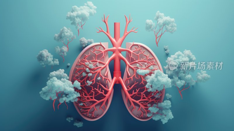 3D卡通医疗医学插，肺部