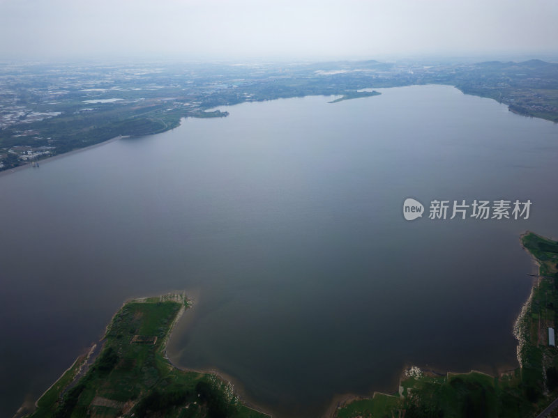 航拍山东临沂兰陵会宝岭水库