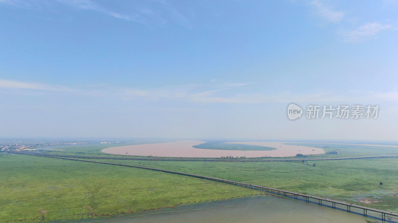 航拍湖南岳阳洞庭湖长江湾