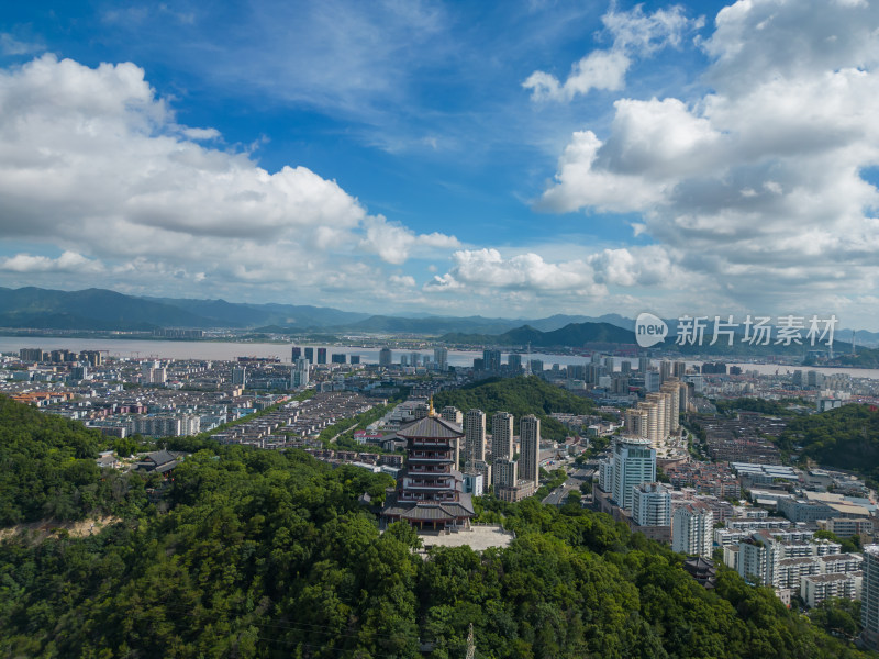 航拍浙江台州城市风光