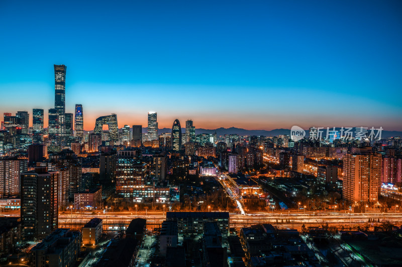 冬季北京国贸建筑群夜景风光