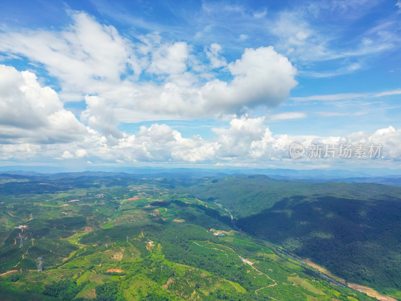 航拍乡村田园风光梯田田地