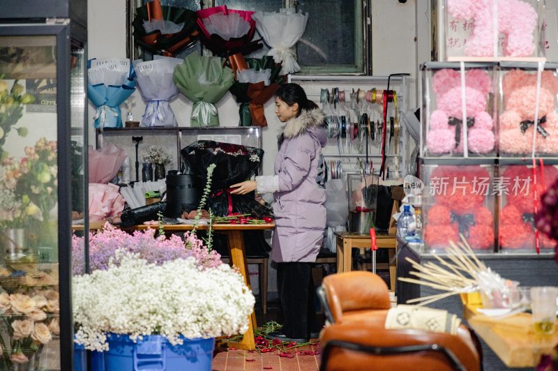 花店工作日常场景素材