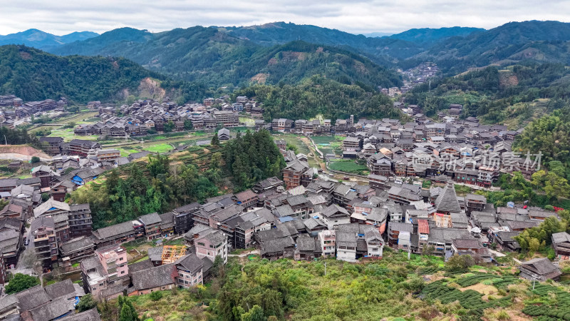 柳州三江程阳八寨景区航拍图