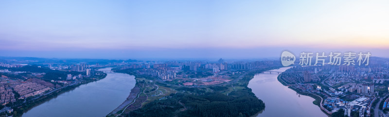 南宁邕江仙葫与五象新区城市航拍全景长图