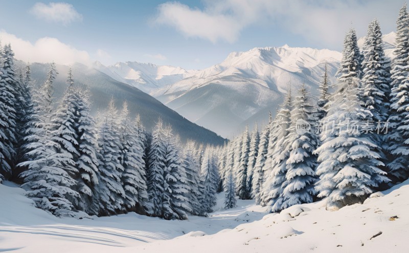 冬季森林白雪覆盖风景