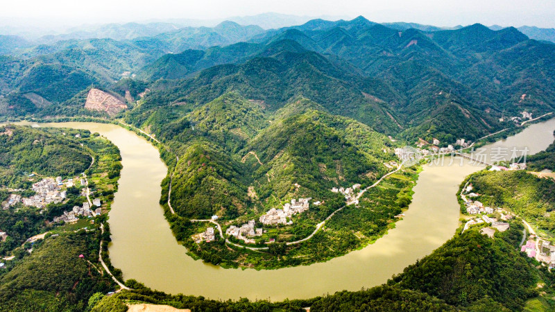 航拍  山川 河流 乡村振兴