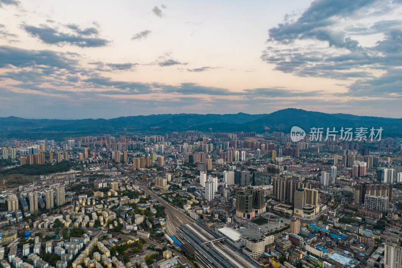 湖南怀化城市日落晚霞夕阳