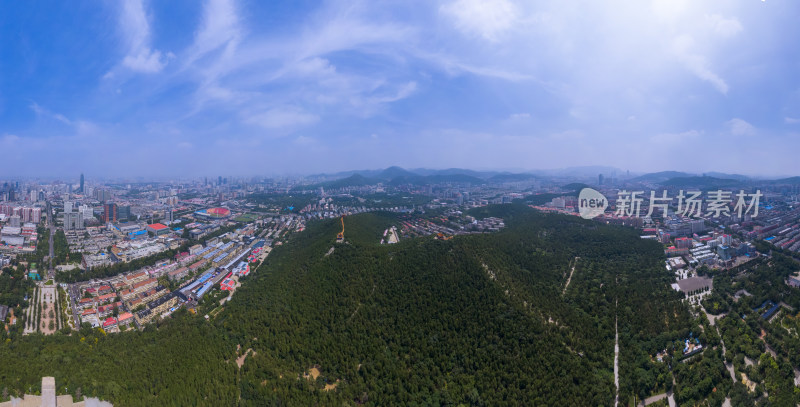 山东济南英雄山航拍全景