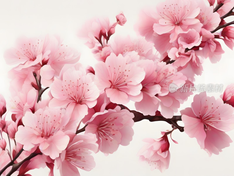 美丽粉色花朵梅花边框背景