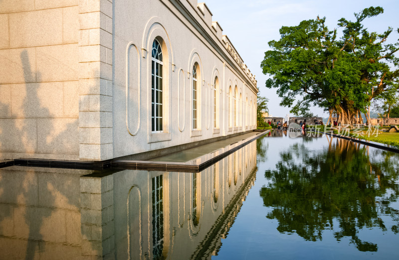 澳门博物馆现代建筑与水景