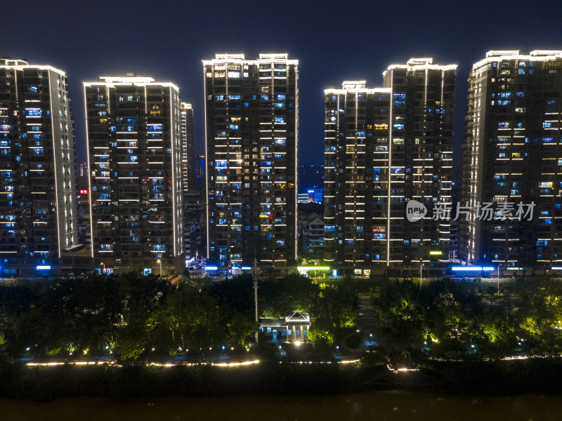 福建漳州城市夜景航拍