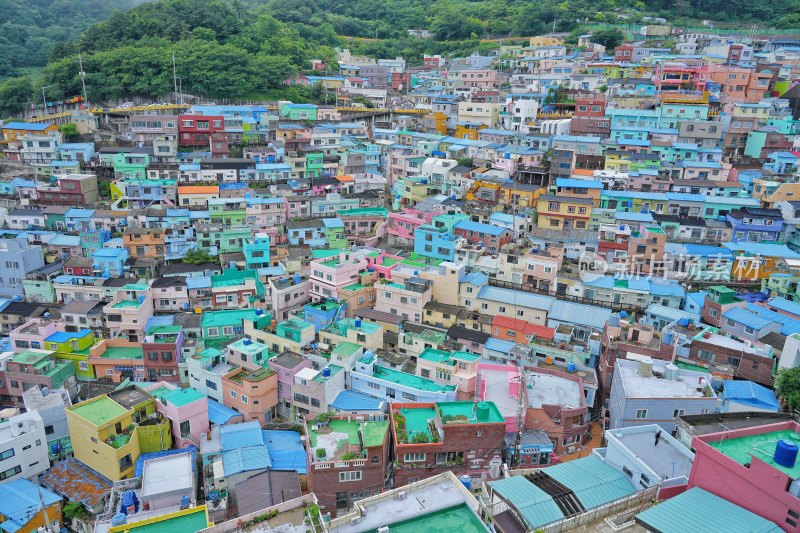 韩国釜山，甘川文化村，俯瞰景色