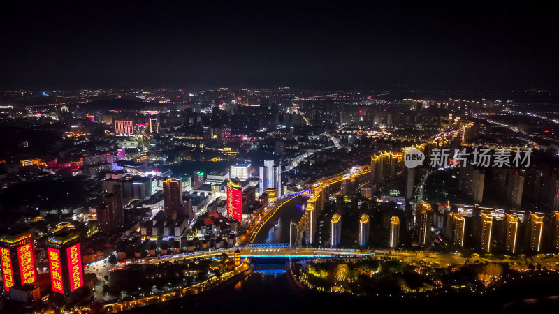 城市夜景俯瞰灯光璀璨