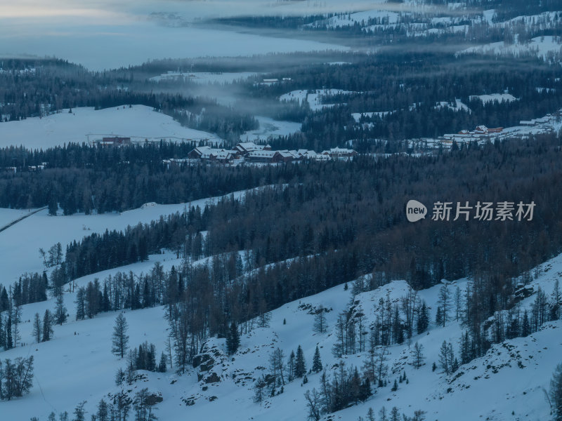 新疆北疆阿勒泰喀纳斯冬季雪景童话世界航拍