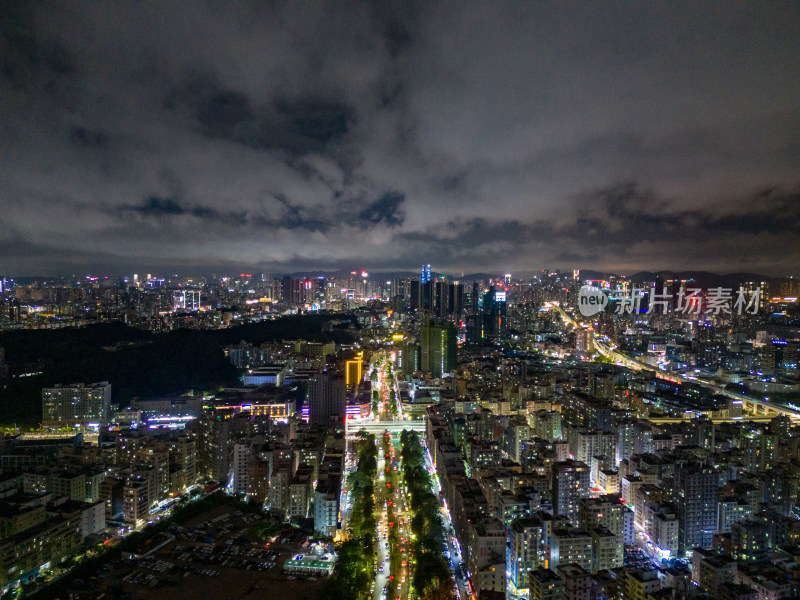 深圳城市大景夜景航拍图