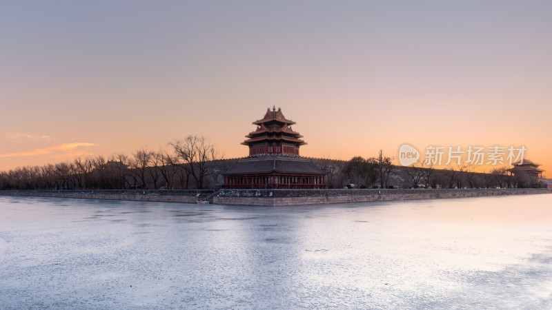 北京故宫角楼黄昏景色