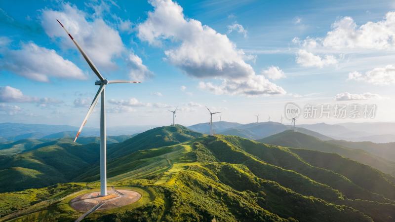 山间风力发电机远景自然景观